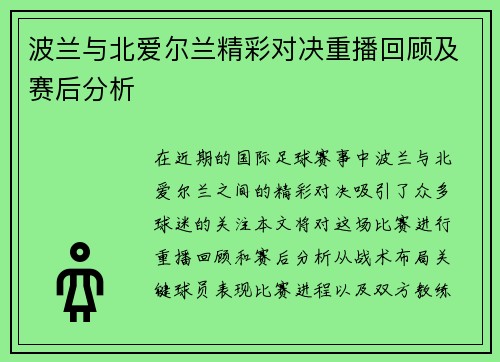 波兰与北爱尔兰精彩对决重播回顾及赛后分析